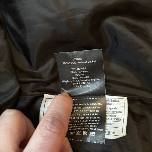 686 Girls Lily Waterproof Insulated Snow Jacket Charcoal Gray and Pink - Picture 8 of 16